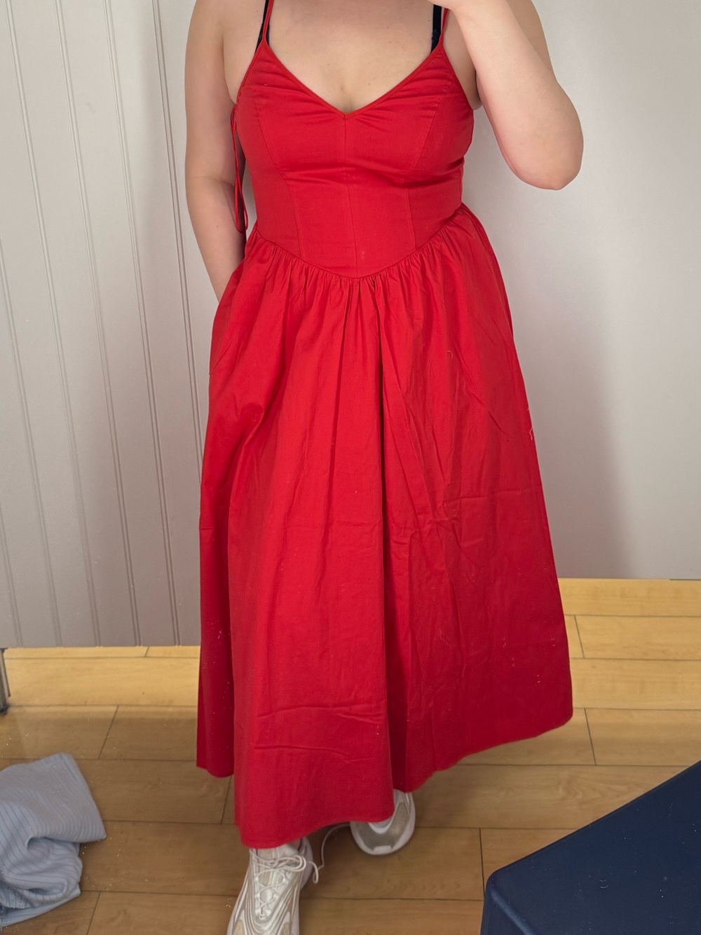 Cotton WAYF Drop Waist Red Dress Size M